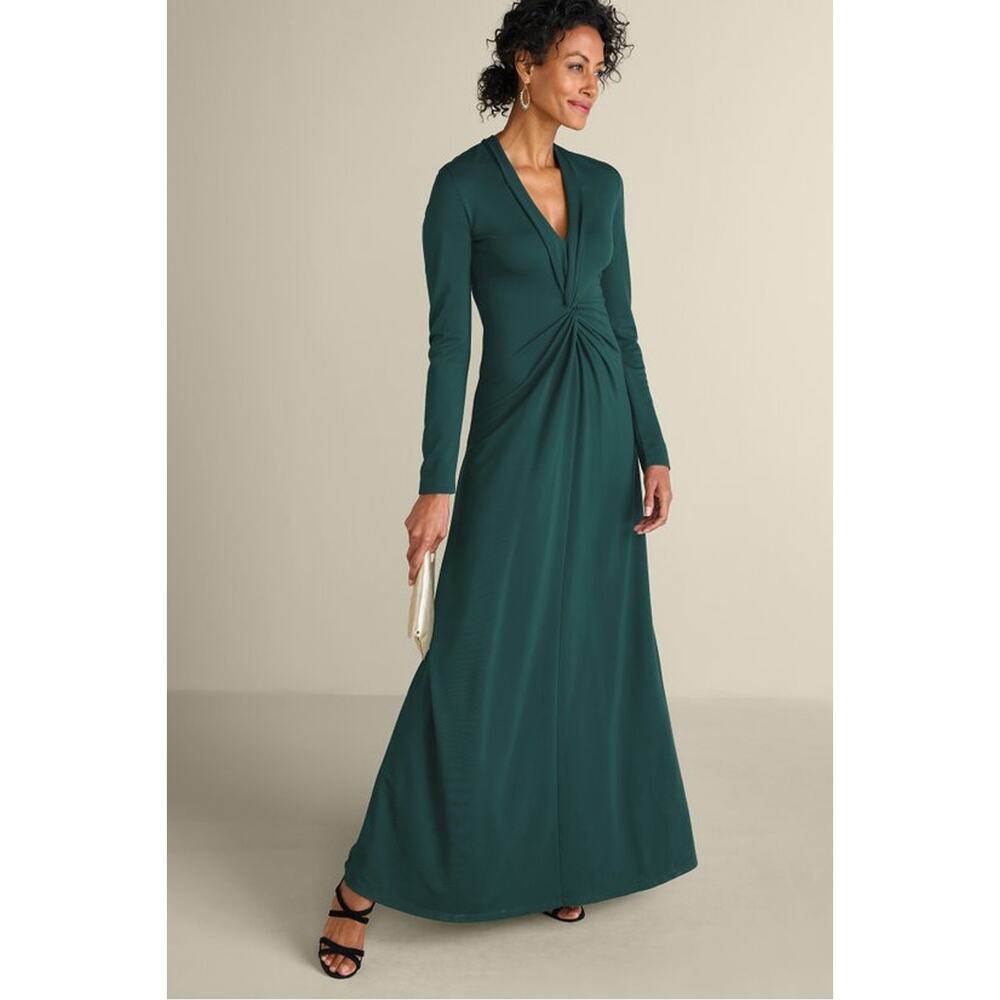 Soft Surroundings Lagia Ponte Knit Maxi Dress Atlantic Deep Sz S Lagenlook Artsy